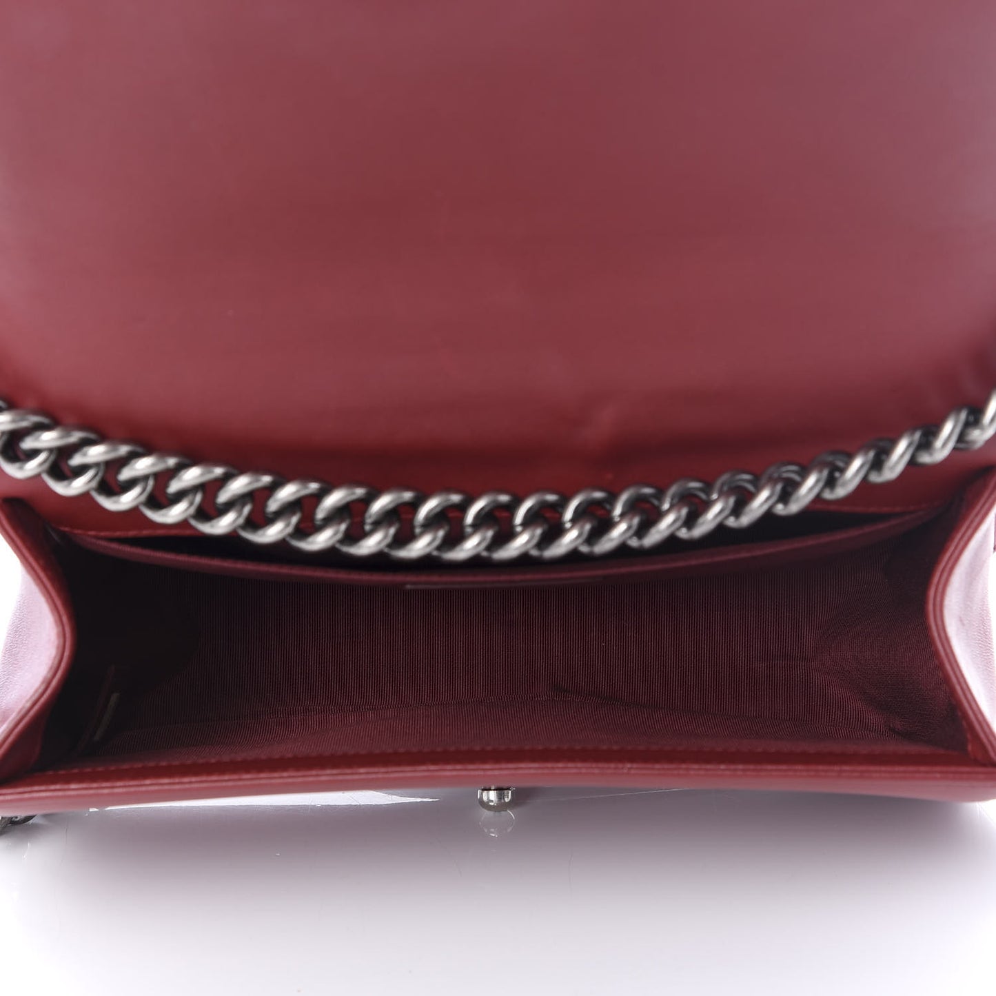 Lambskin Quilted Medium Boy Flap Dark Red