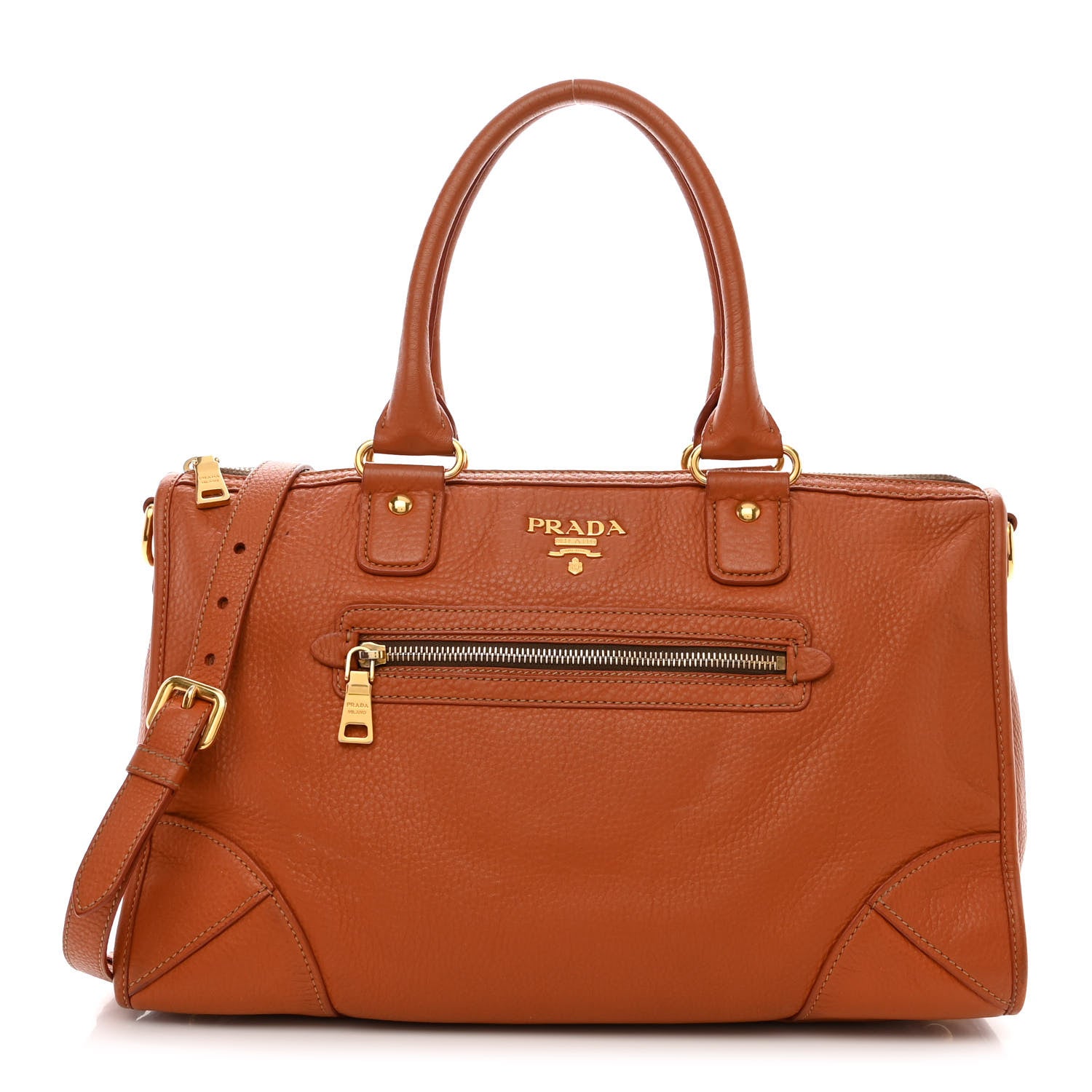 Prada Vitello Daino Shopping Satchel Rame 1 of 15