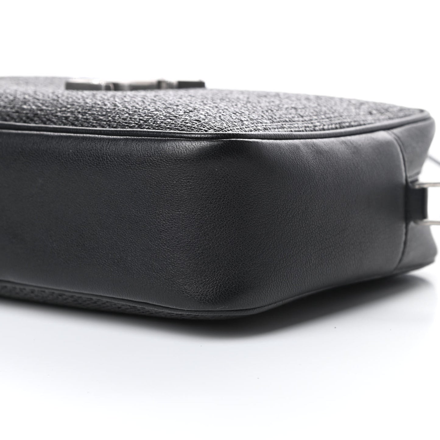 Raffia Canvas Monogram Lou Camera Bag Black