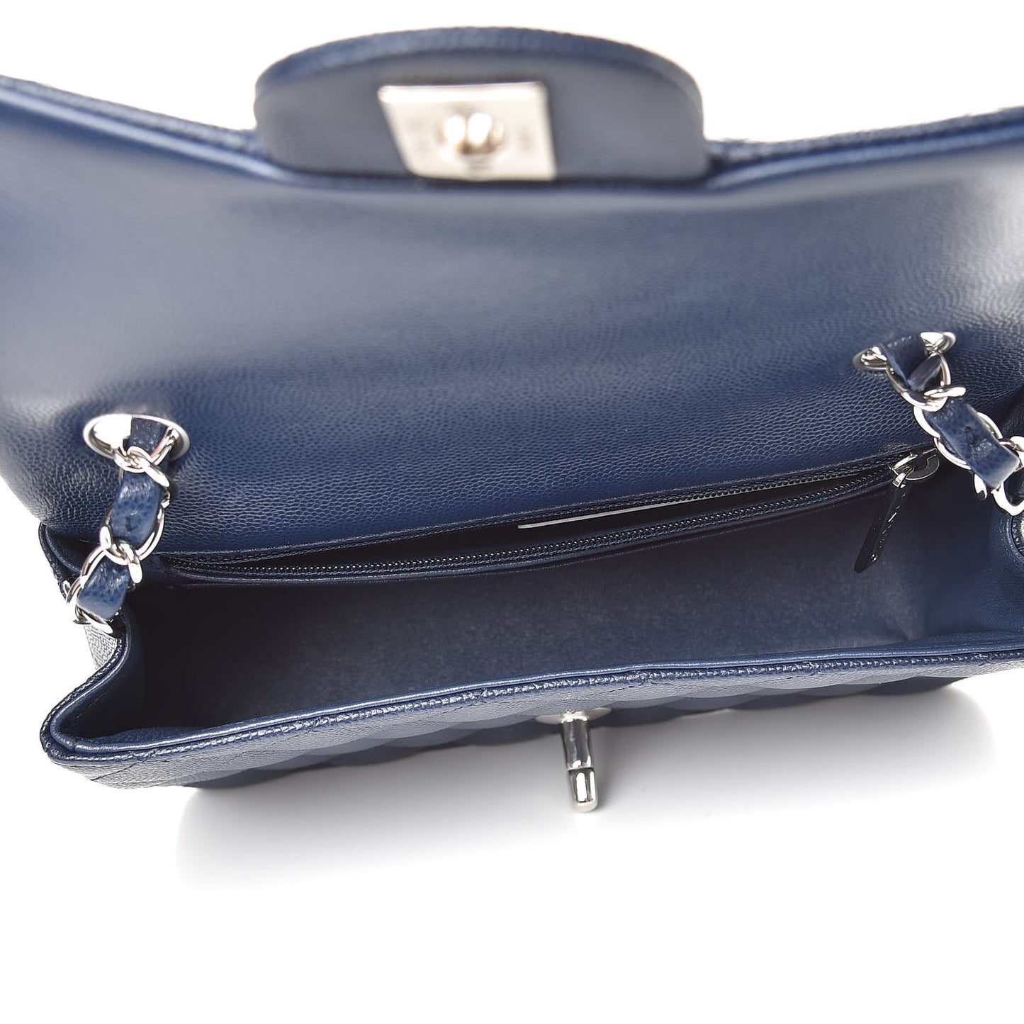 Caviar Quilted Mini Rectangular Flap Navy