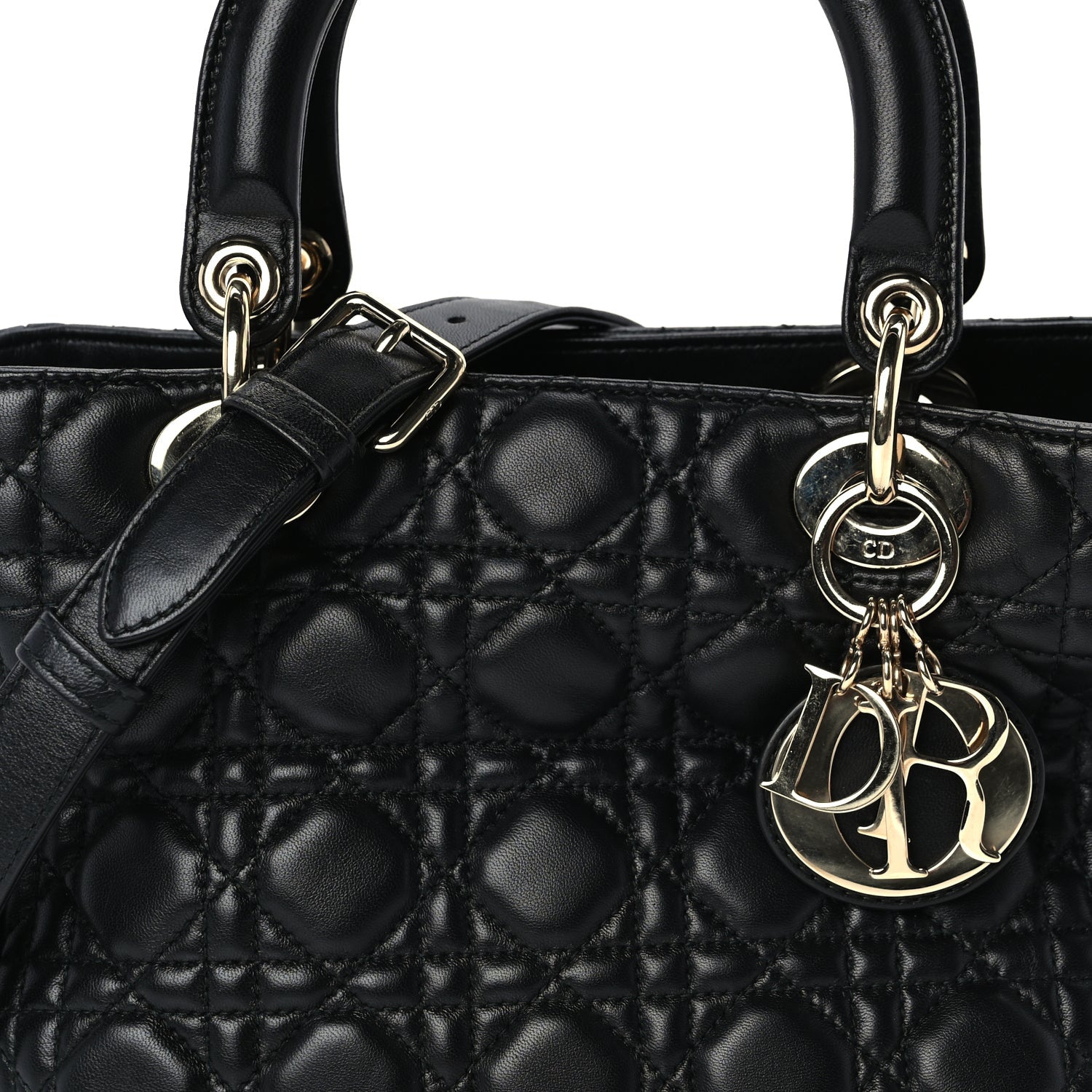 Christian Dior Lambskin Cannage Medium Lady Dior Black 6 of 8
