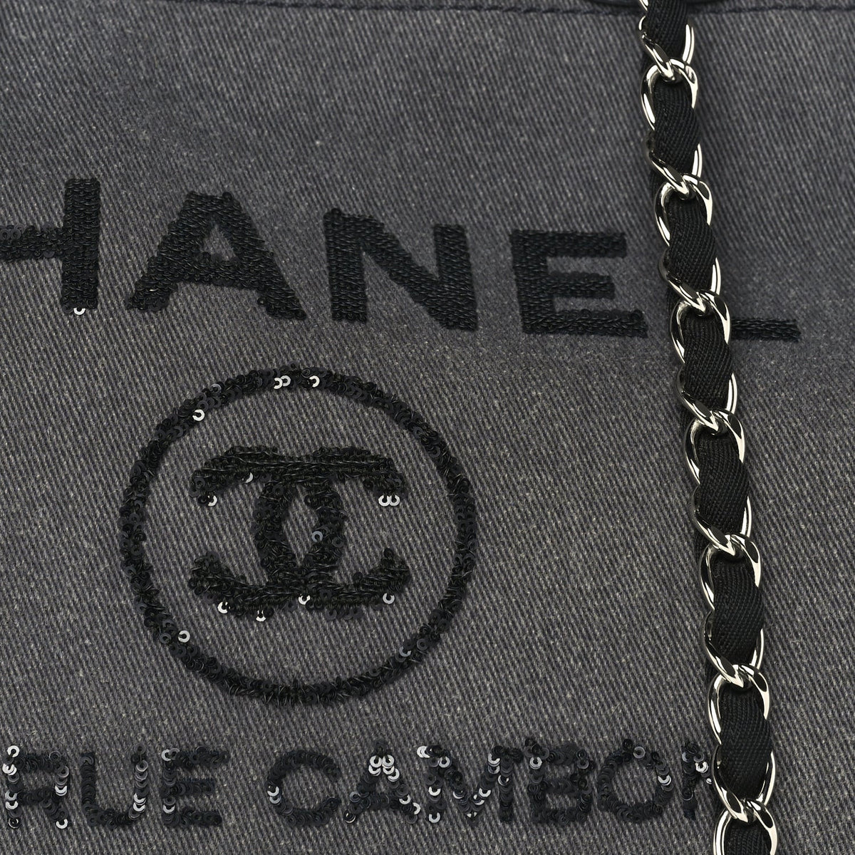 Chanel Canvas Sequin Medium Deauville Tote  Charcoal 7 of 9