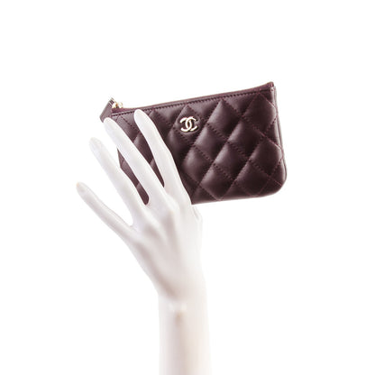 Chanel Lambskin Quilted Small Cosmetic Pouch Dark Purple 2 of 7