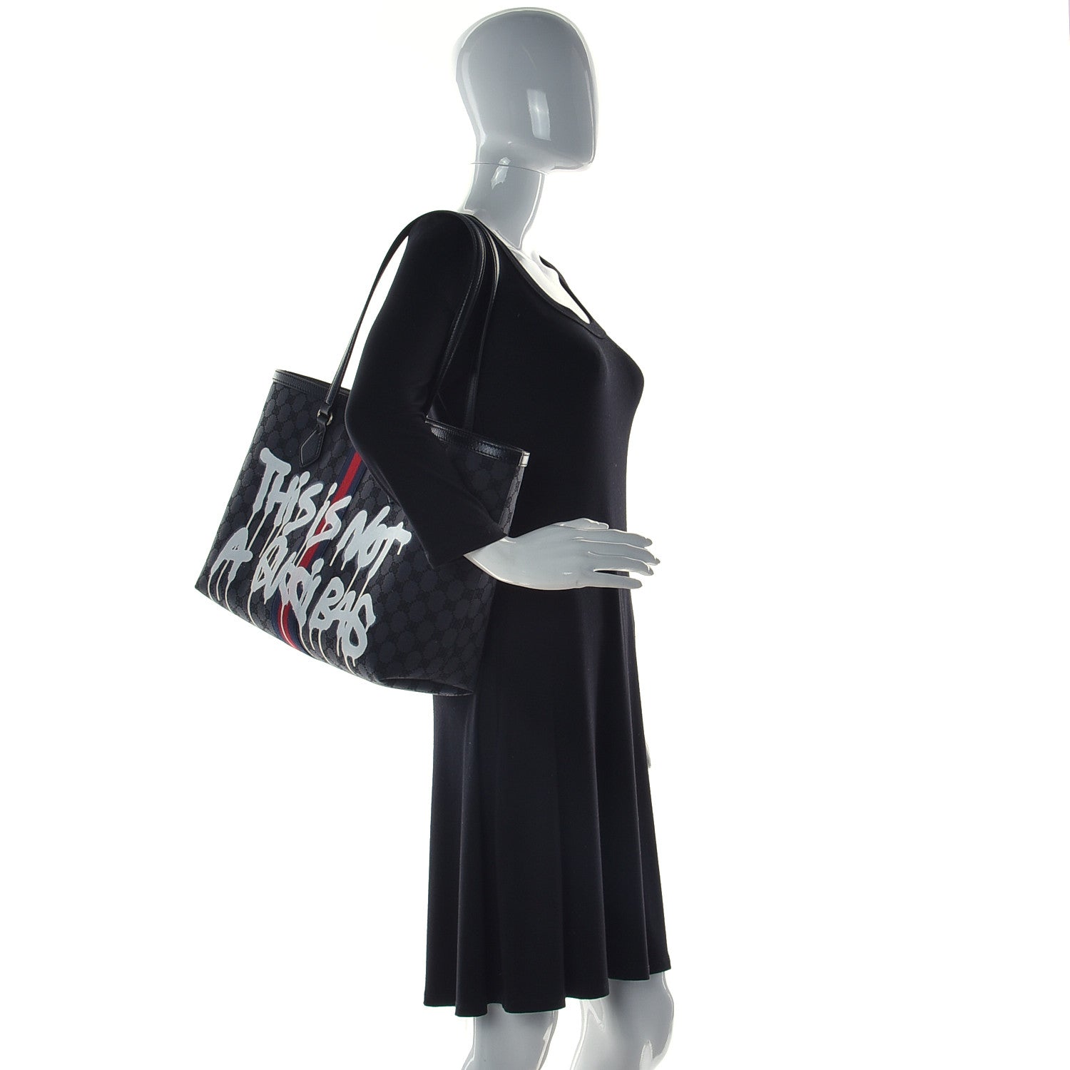 Gucci X BALENCIAGA BB Monogram Web Graffiti Medium Ophidia Carry-On Duffle Bag Black 3 of 9