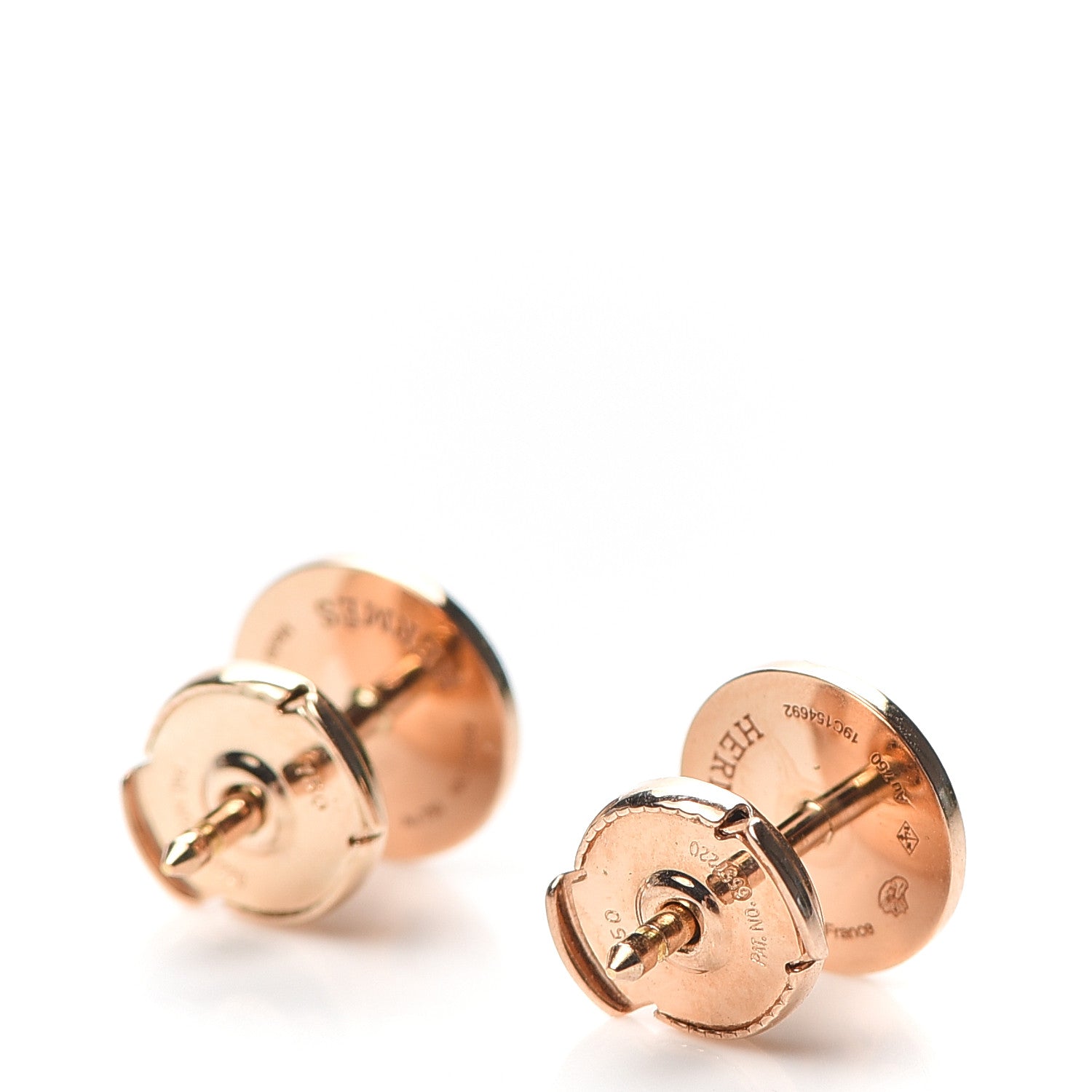 Hermes 18K Rose Gold TPM Ex-Libris Stud Earrings 3 of 6