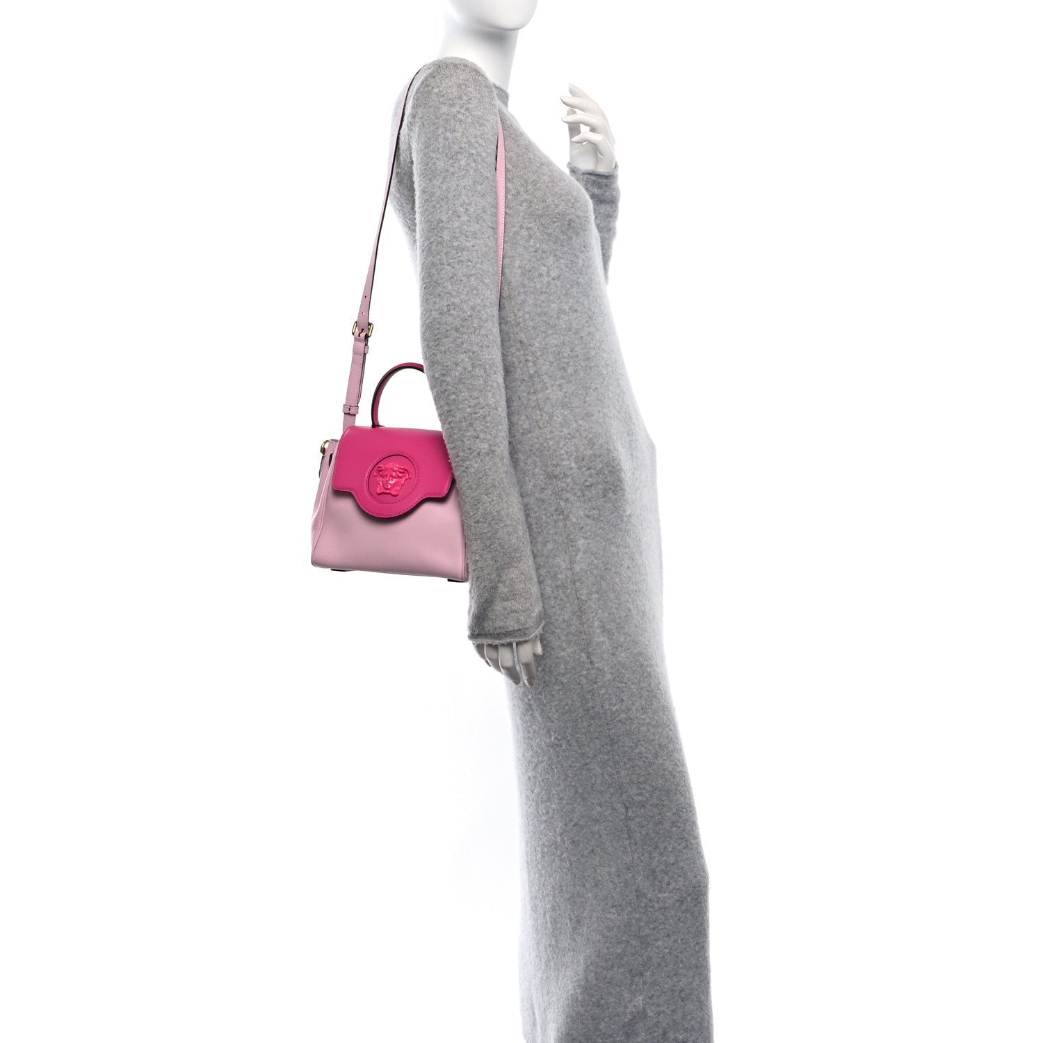 Versace Calfskin Medusa Small Top Handle Handbag Fuxia Light Pink 2 of 7