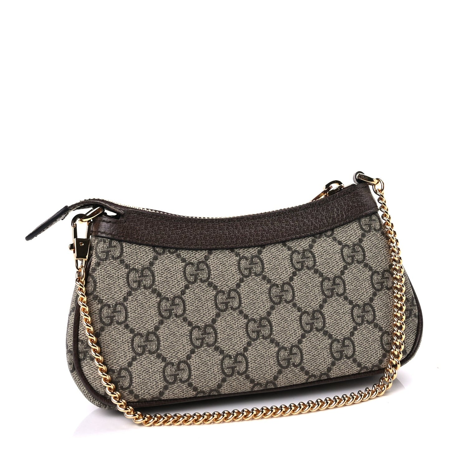 GG Supreme Monogram Textured Dollar Calfskin Mini Ophidia Chain Bag Beige Ebony