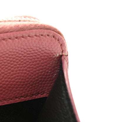 Saint Laurent Grain De Poudre Matelasse Chevron Monogram Compact Zip Around Wallet Dark Rose 9 of 11