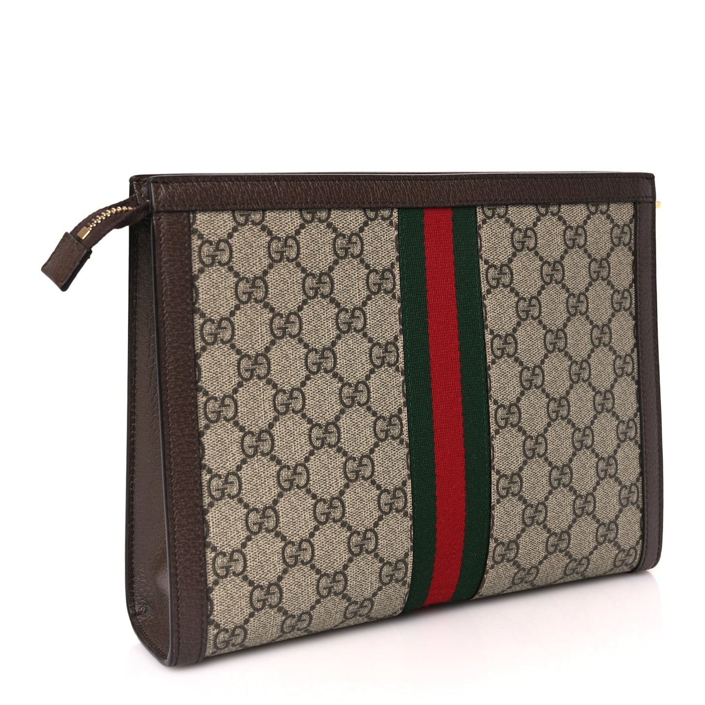 GG Supreme Monogram Web Ophidia Pouch Brown