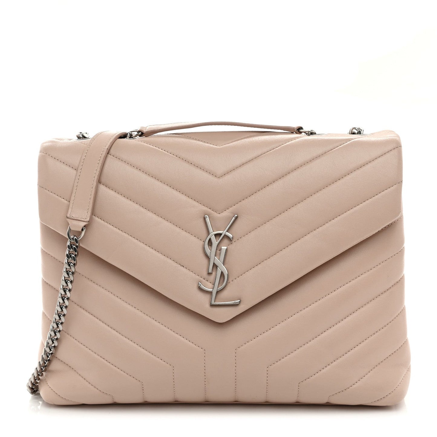 Calfskin Y Quilted Monogram Medium Loulou Chain Satchel Rose Antic