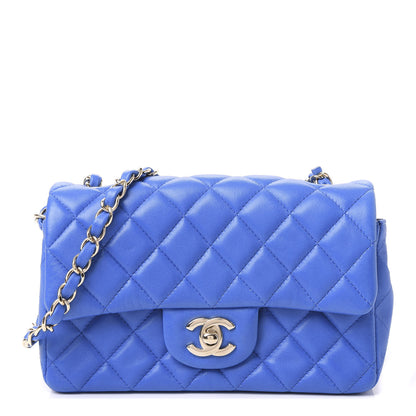Chanel Lambskin Quilted Mini Rectangular Flap Blue 1 of 10