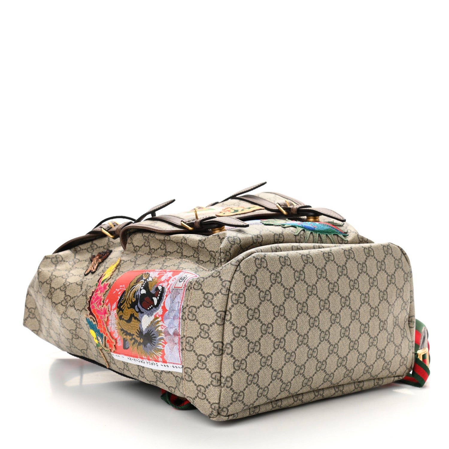 Gucci Soft GG Supreme Monogram Courrier Web Double Buckle Backpack Beige New Acero 3 of 11