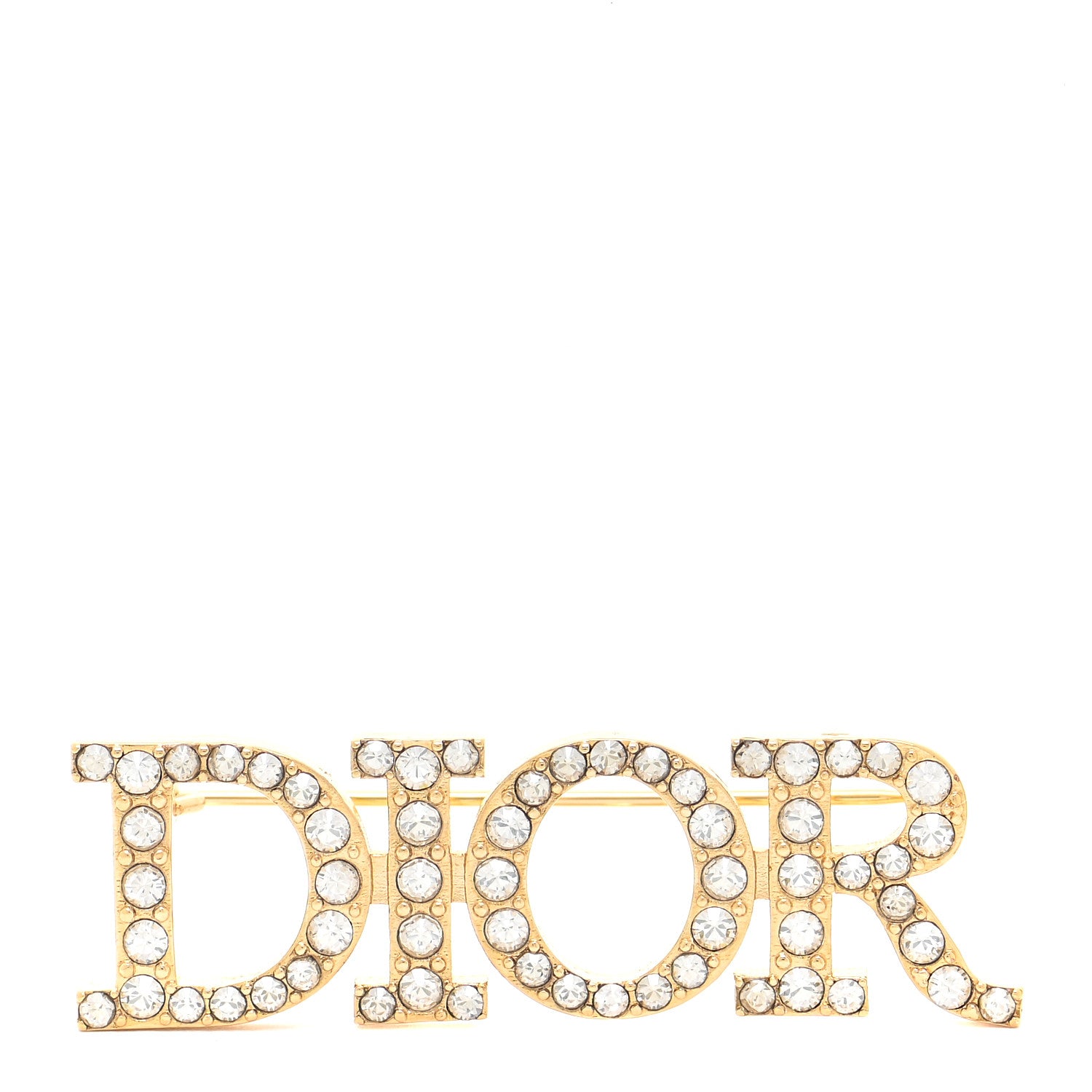 Christian Dior Crystal Dior Logo Brooch Gold 1 of 4