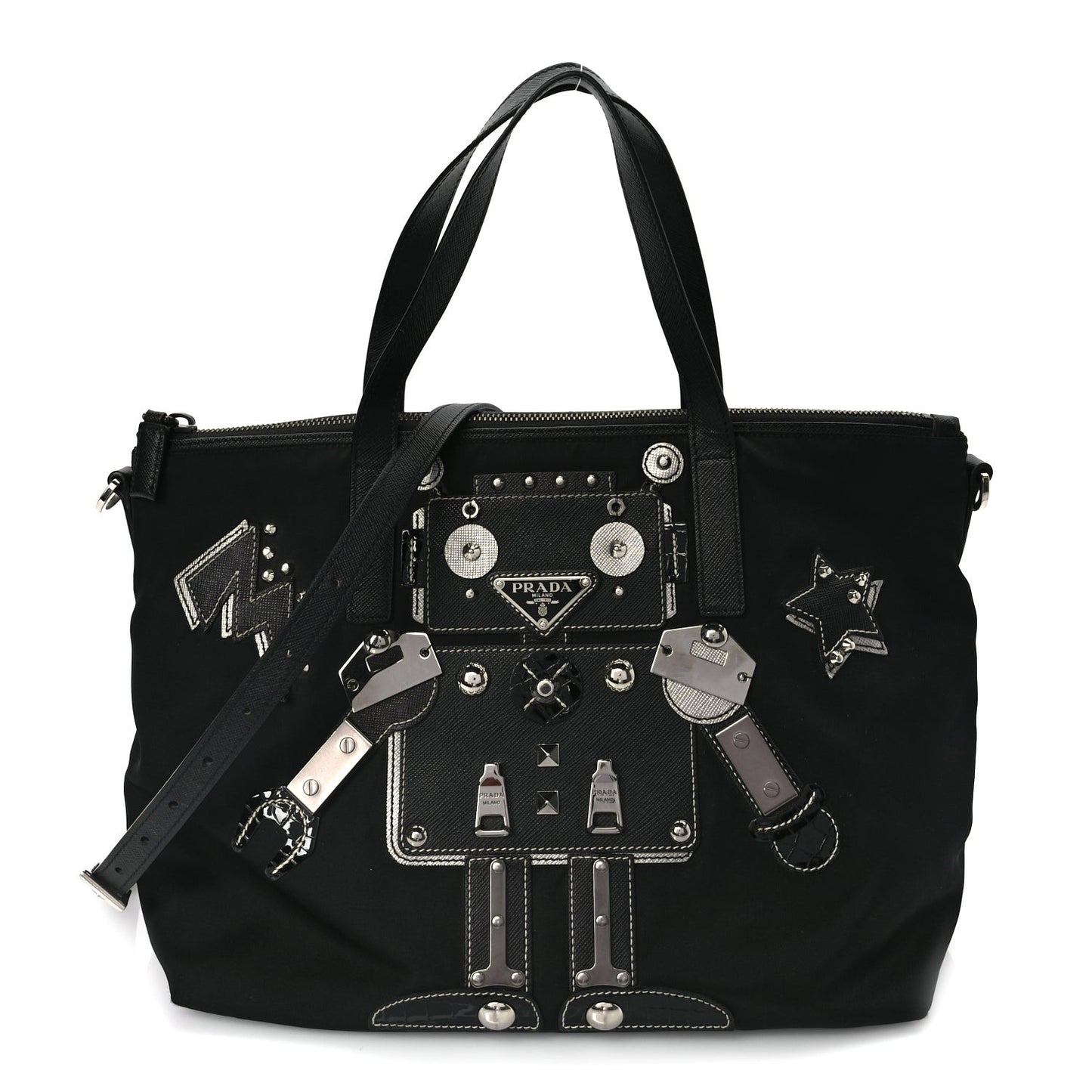Tessuto Nylon Saffiano Vela Robot Tote Black