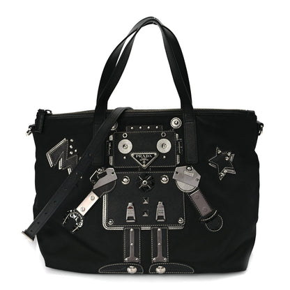Prada Tessuto Nylon Saffiano Vela Robot Tote Black 1 of 8