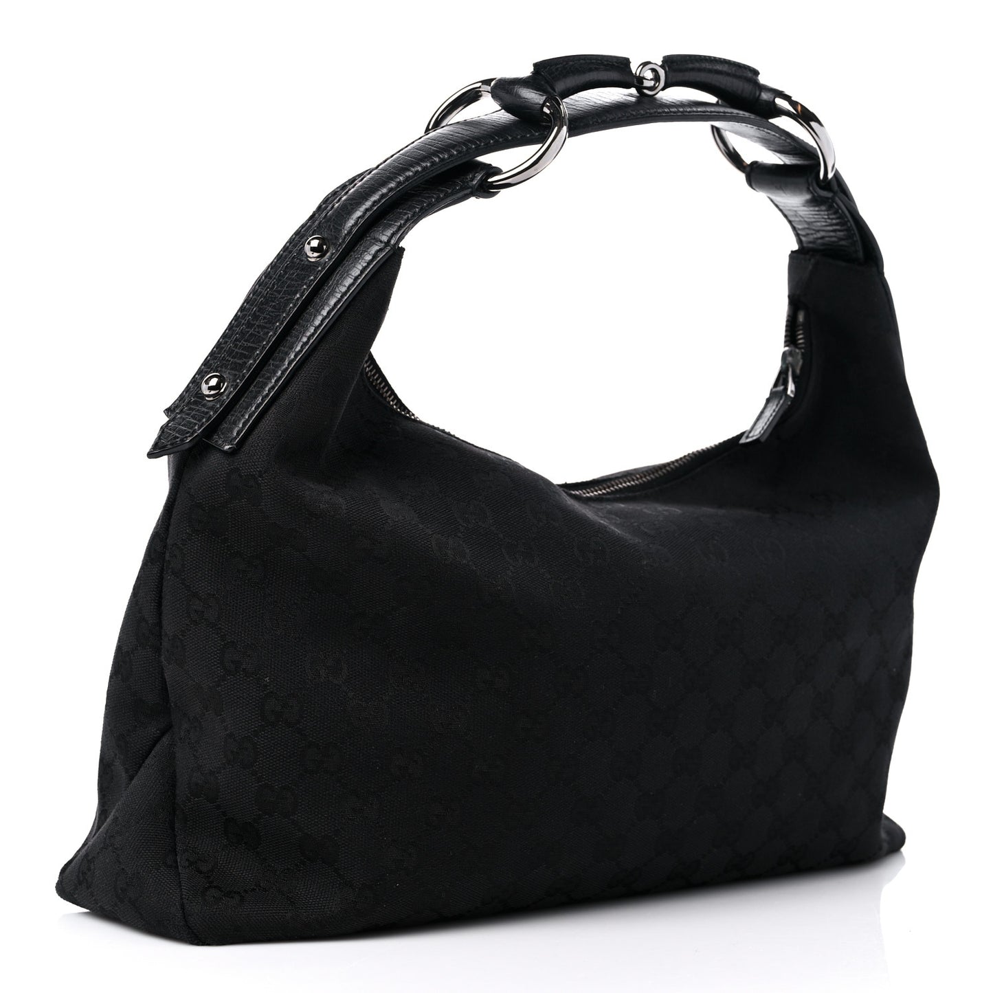 Monogram Medium Horsebit Chain Hobo Black