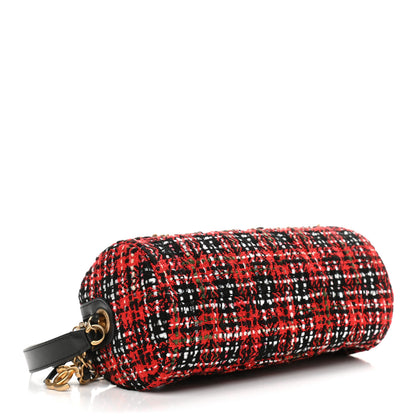 Chanel Tweed Calfskin Signe Bowling Bag Red Black 4 of 11