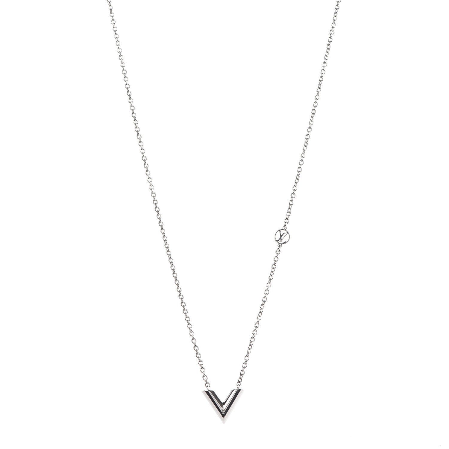 Louis Vuitton Metal Essential V Supple Necklace Silver 1 of 8