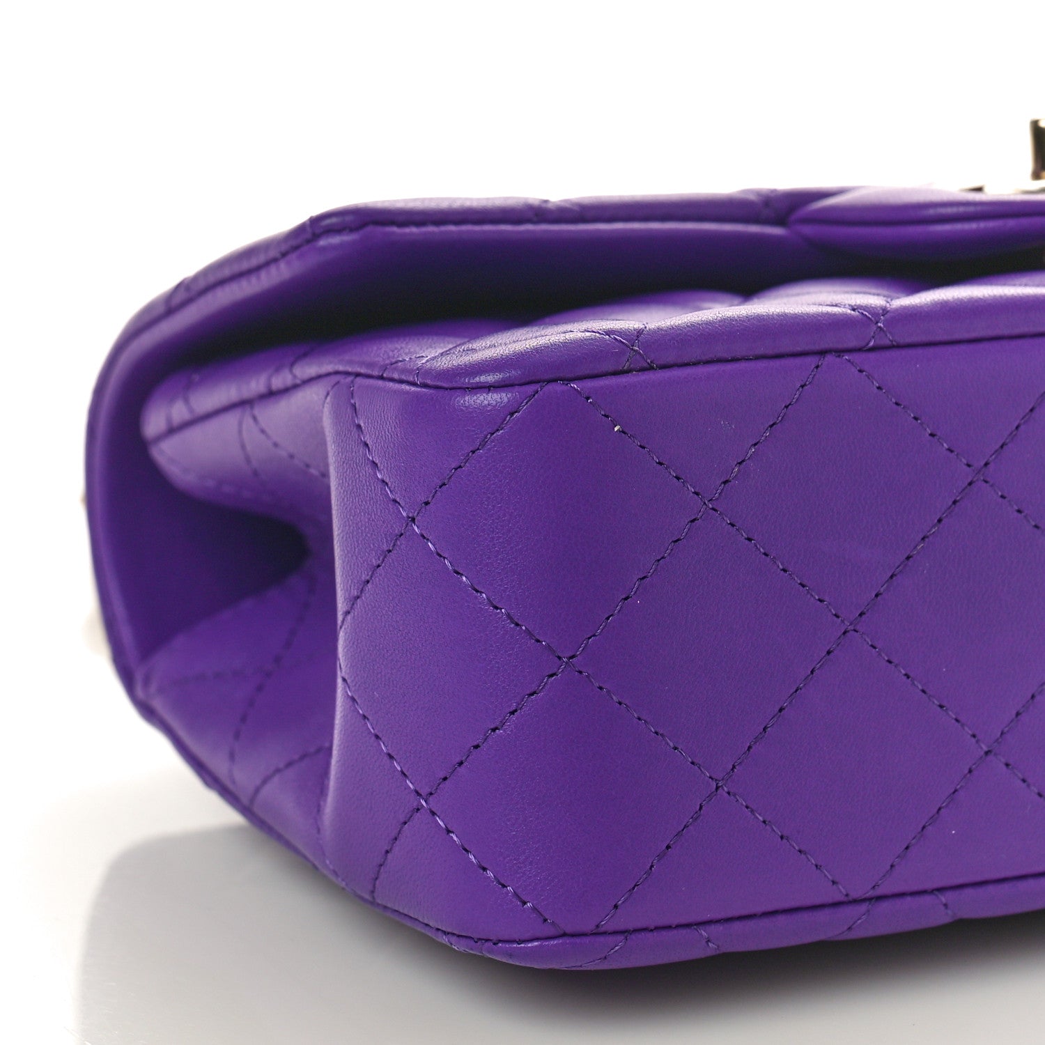 Chanel Lambskin Quilted Mini Top Handle Rectangular Flap Dark Purple 9 of 11