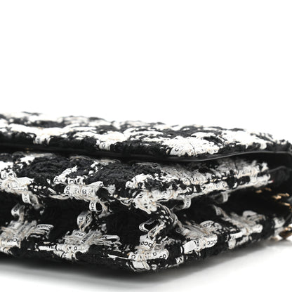Chanel Tweed Quilted Wallet On Chain WOC Black Ecru White 10 of 11