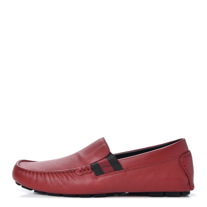Gucci Calfskin Web Mens Driver Loafers 7 Red 1 of 11