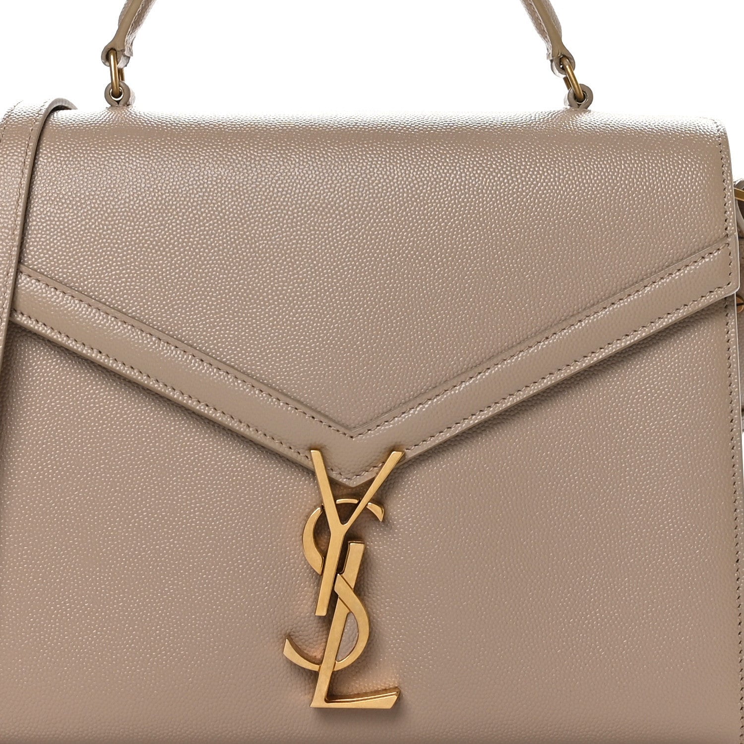 Saint Laurent Grain de Poudre Medium Classic Monogram Cassandra Top Handle Dark Beige 7 of 7