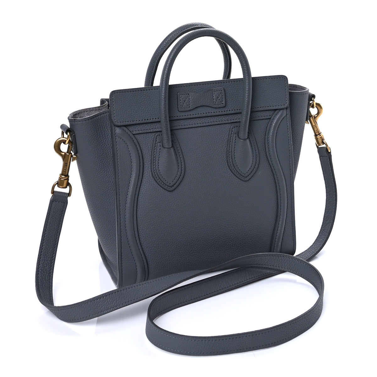 Celine Drummed Calfskin Nano Luggage Kohl 2 of 9