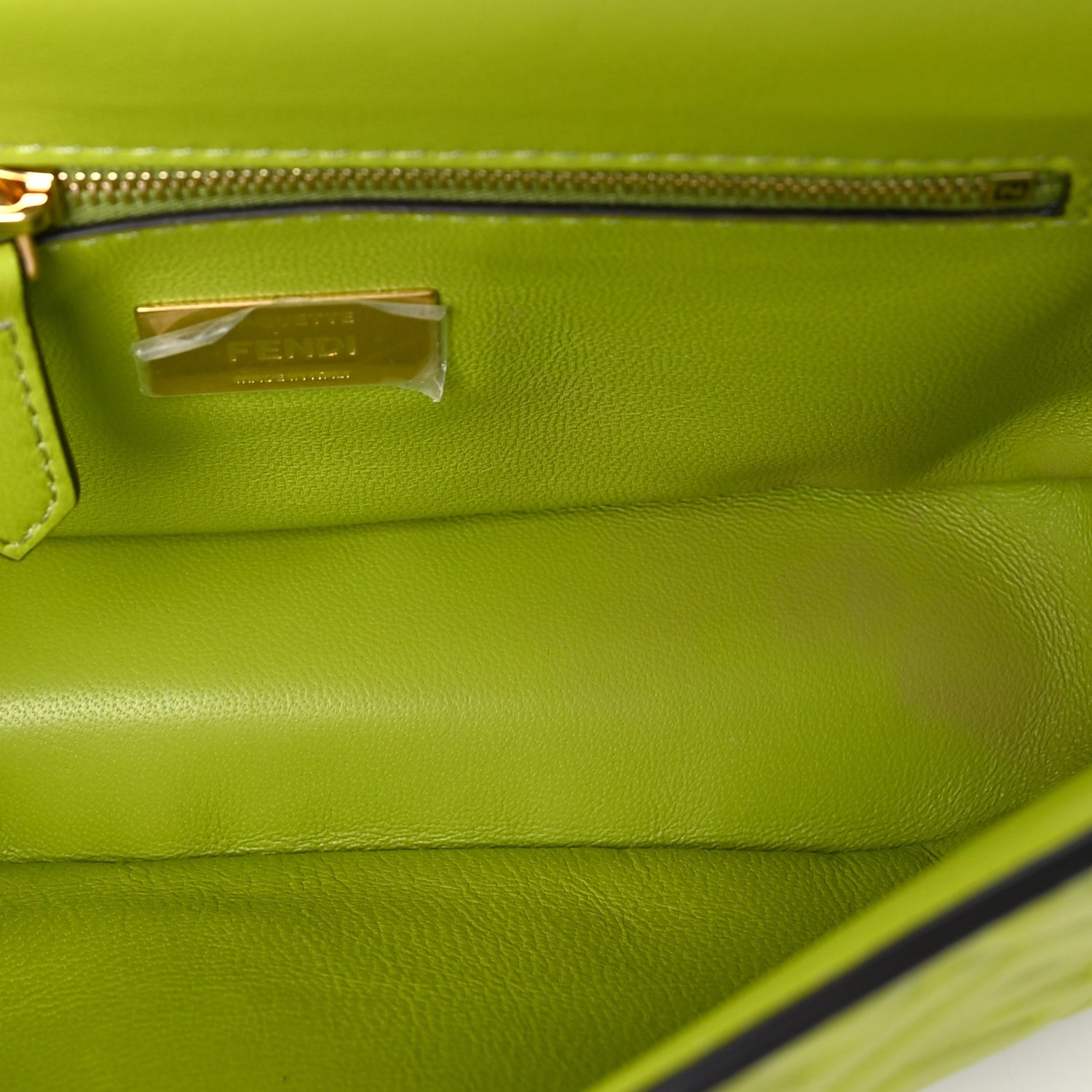 Fendi Nappa FF Embossed Small Midi Chain Baguette  Wasabi 4 of 7