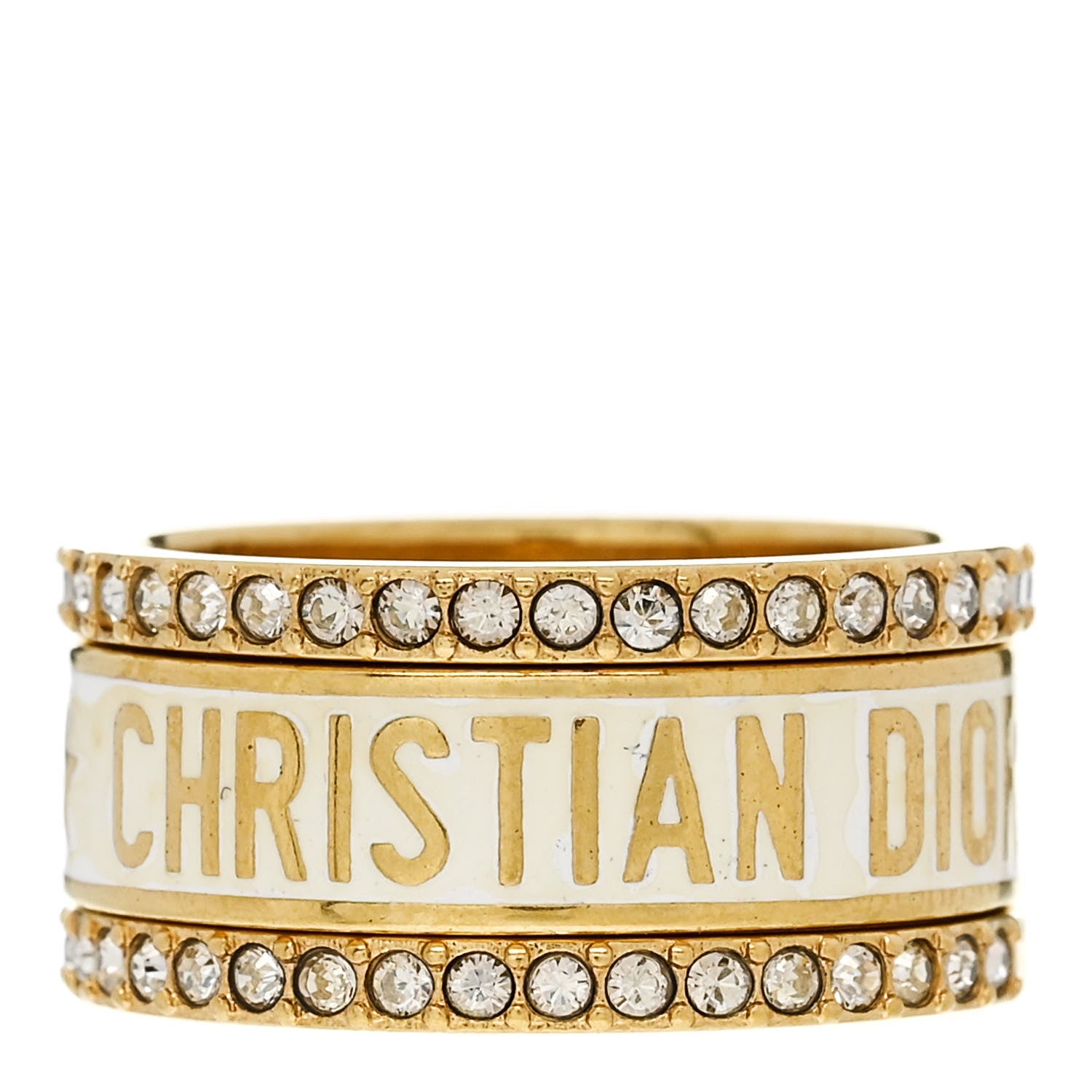 Christian Dior Metal Crystal Code Ring Set M Gold 1 of 5