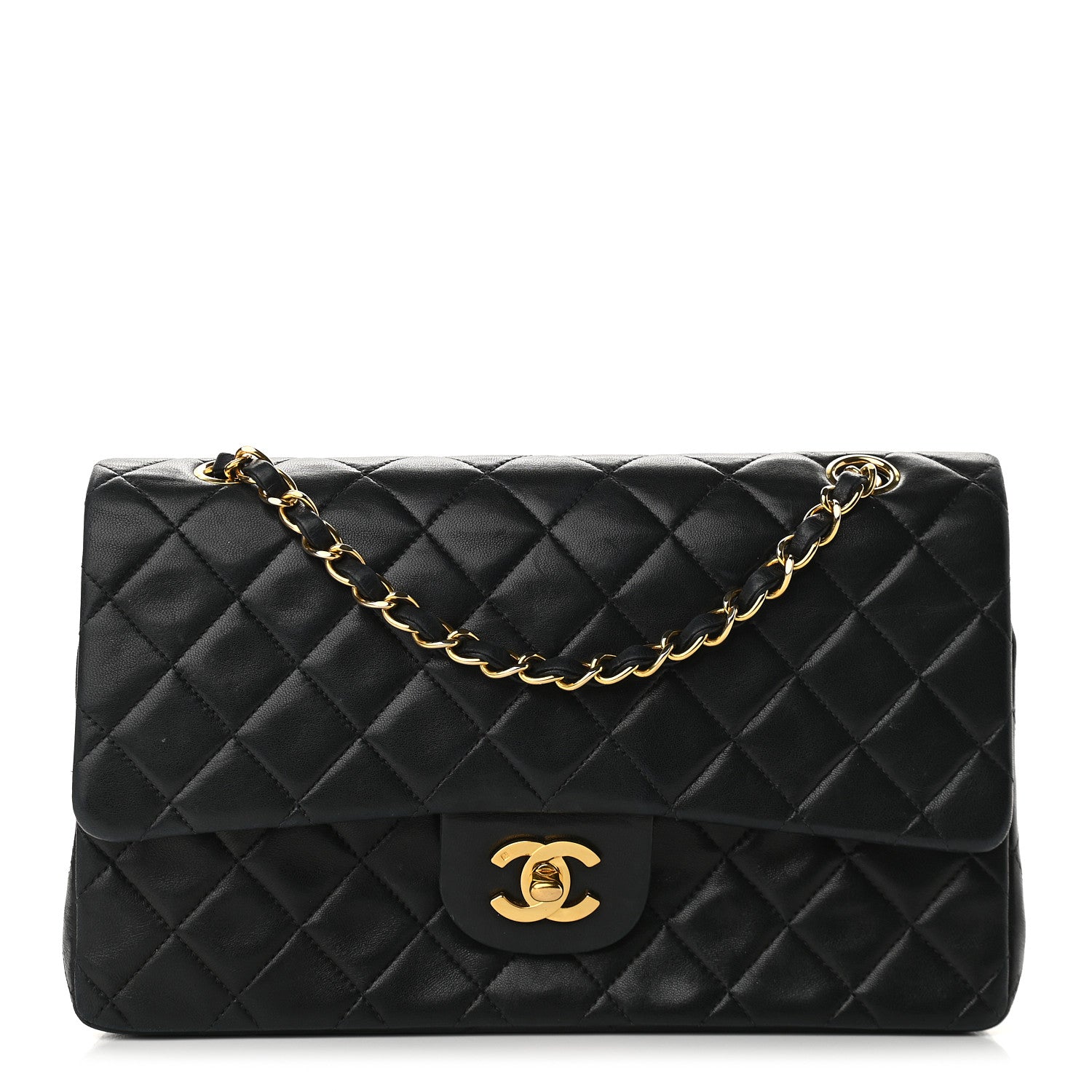 Chanel Lambskin Quilted Medium Double Flap Black 1 of 9