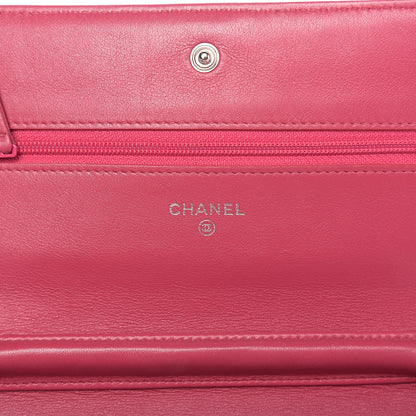 Chanel Patent Camellia Embossed Wallet on Chain WOC Rose 5 of 10