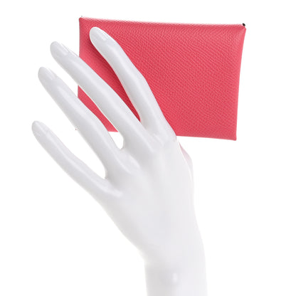 Hermes Epsom Calvi Duo Card Case Rose Azalee 2 of 8