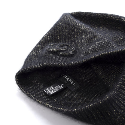 Chanel Cashmere Blend CC Beanie Hat Dark Grey 4 of 4