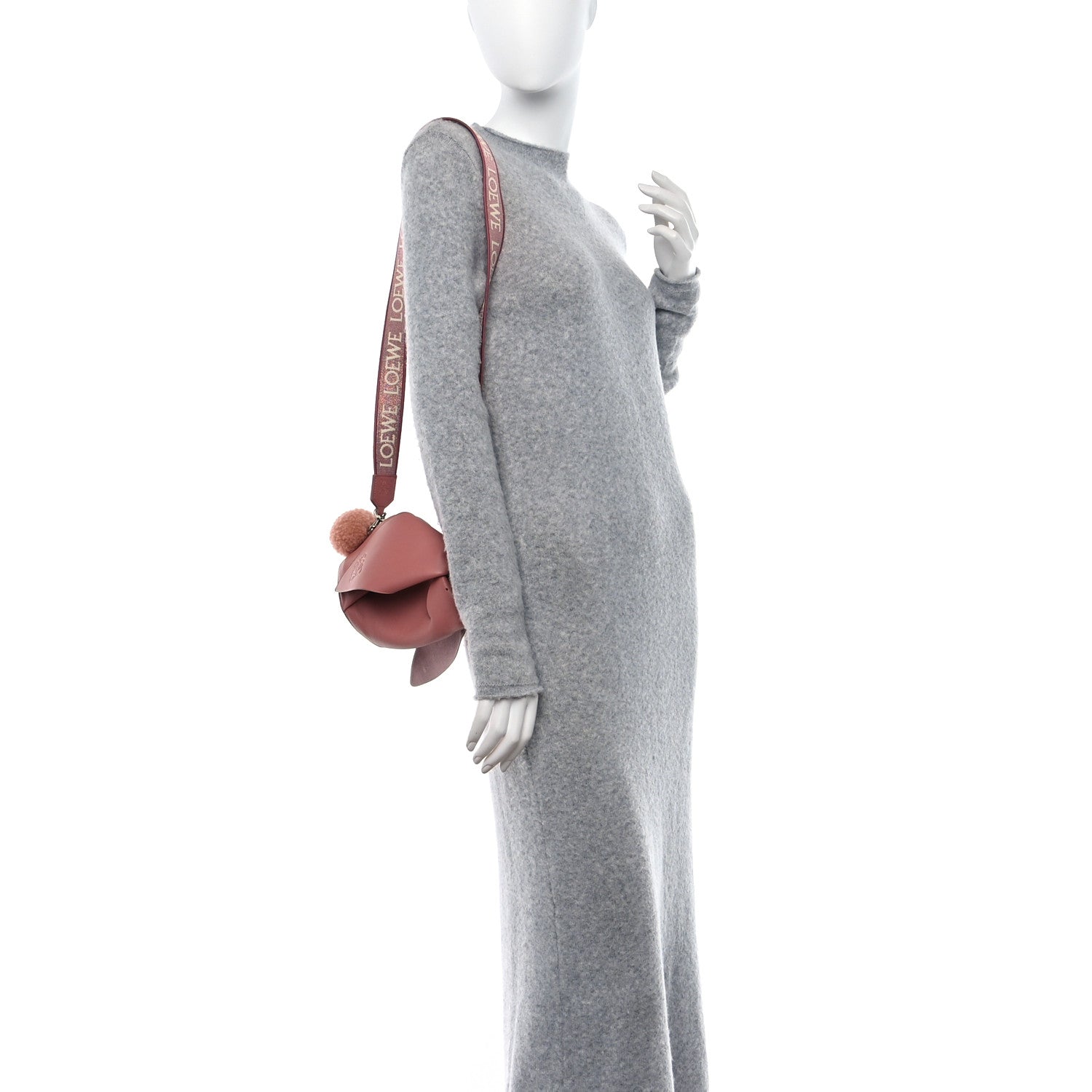 Loewe Calfskin Shearling Small Bunny Shoulder Bag Peach Bloom 2 of 10