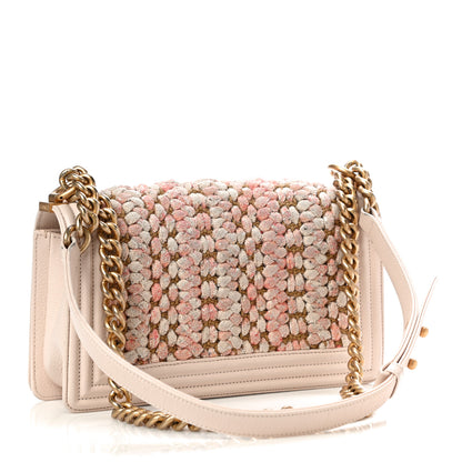 Chanel Braided Tweed Lambskin Medium Boy Flap Pink 3 of 14
