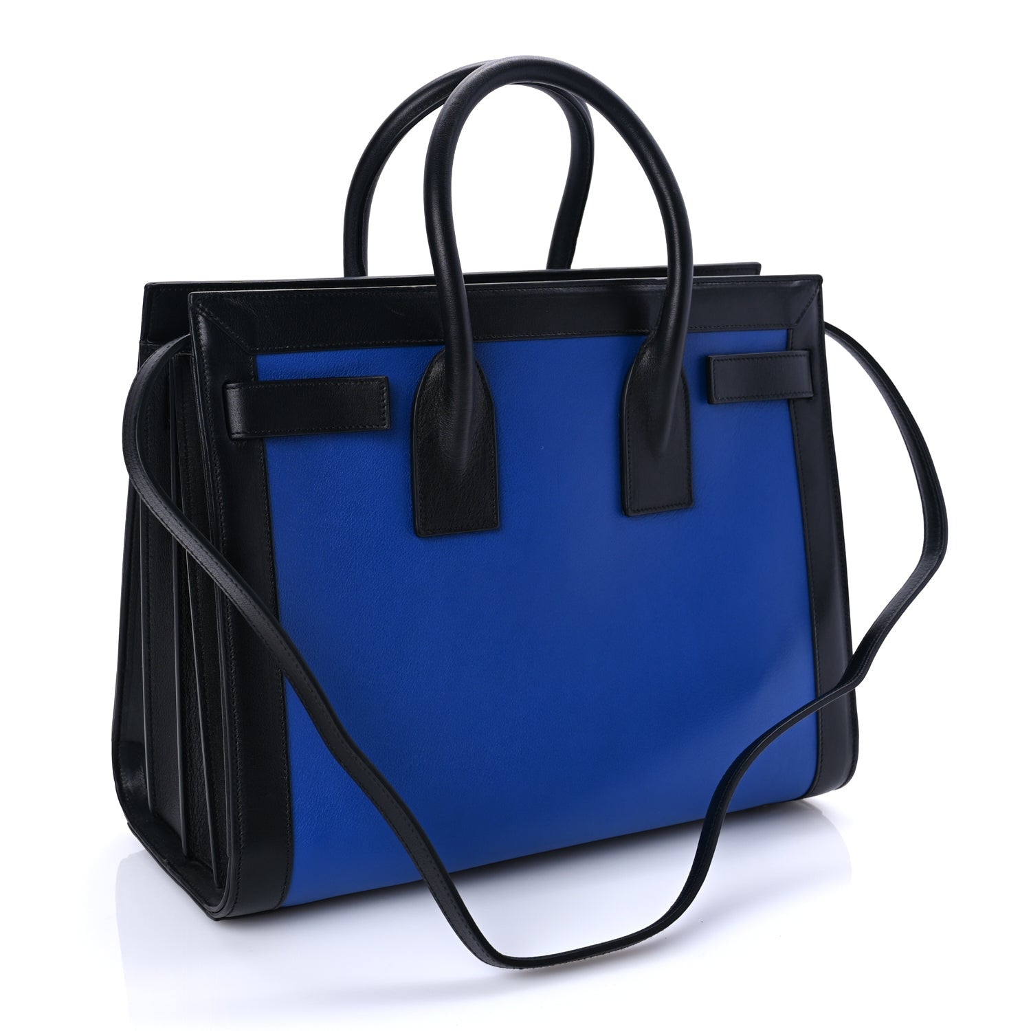 Saint Laurent Calfskin Bi-Color Small Sac De Jour  Royal Blue Black 2 of 8
