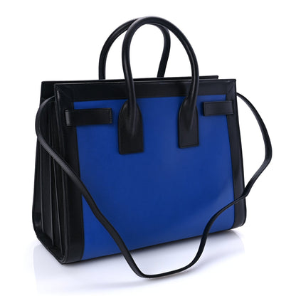 Saint Laurent Calfskin Bi-Color Small Sac De Jour  Royal Blue Black 2 of 8