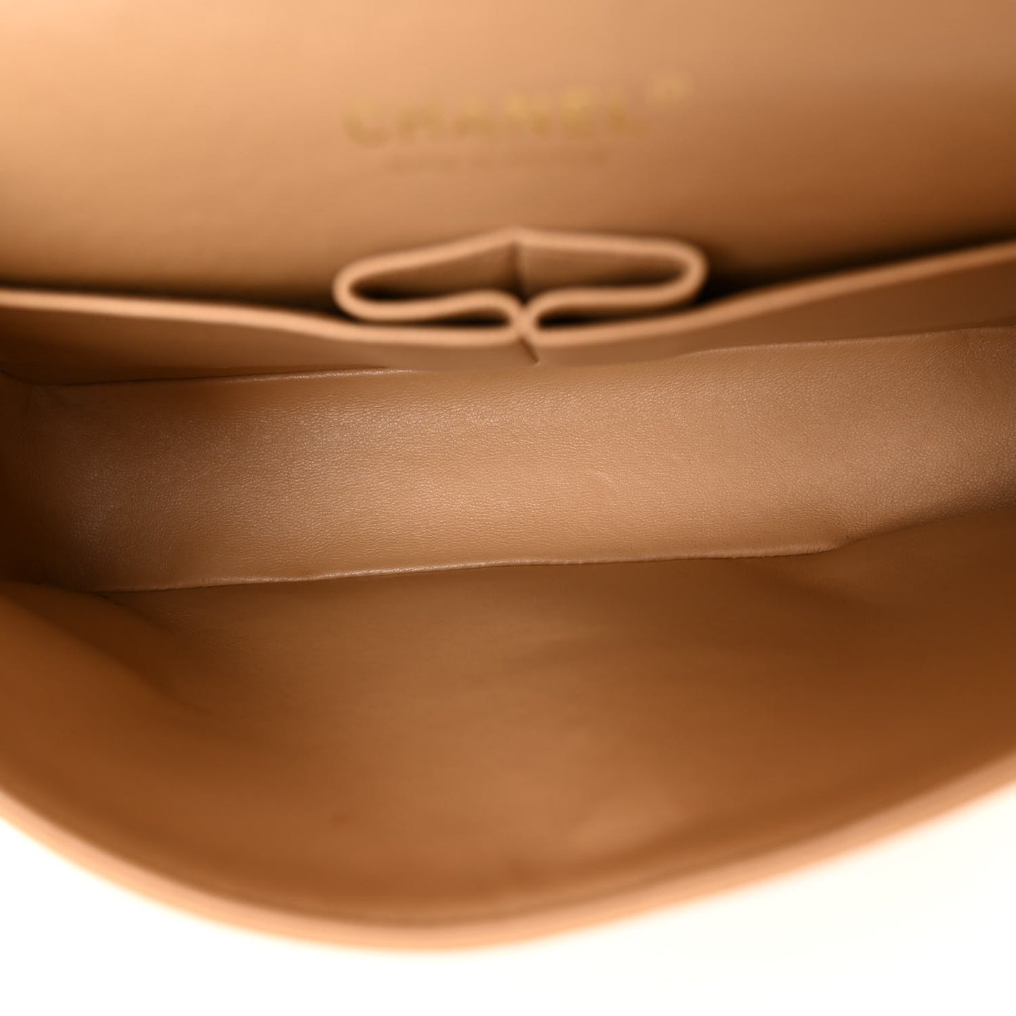 Lambskin Quilted Medium Double Flap Beige