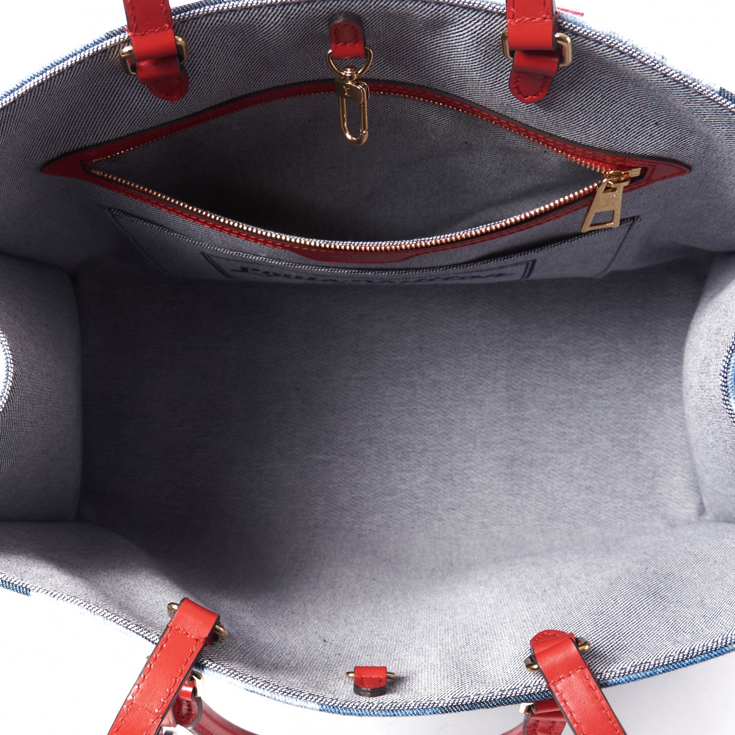 Louis Vuitton Denim Damier Monogram Onthego Blue Rouge 6 of 9