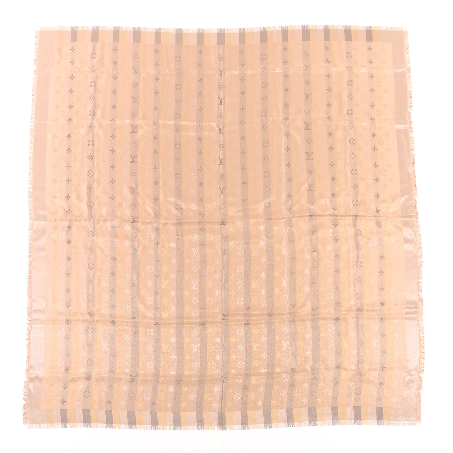 Silk Lurex Wool So Shine Monogram Shawl Beige