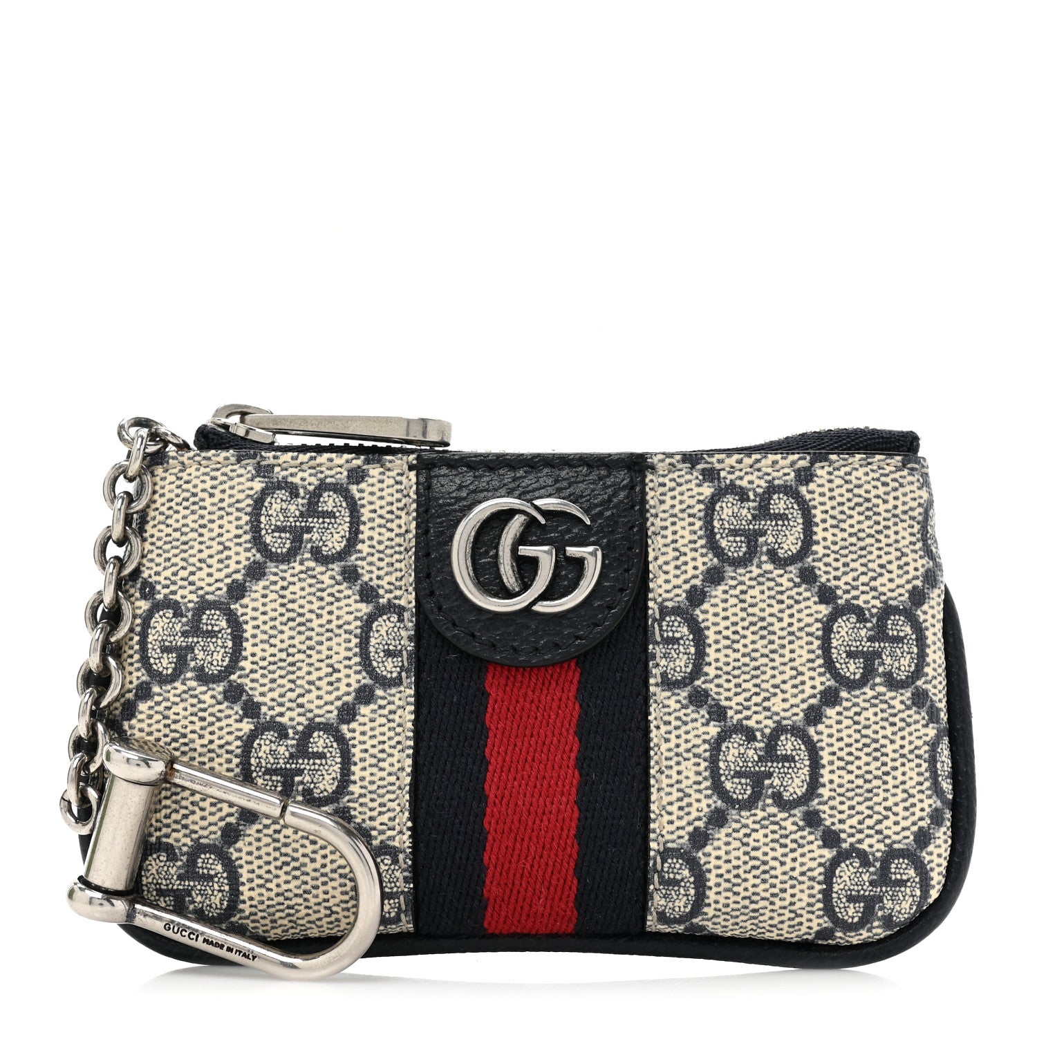 Gucci GG Supreme Monogram Web Ophidia Key Case Beige Blue 1 of 10