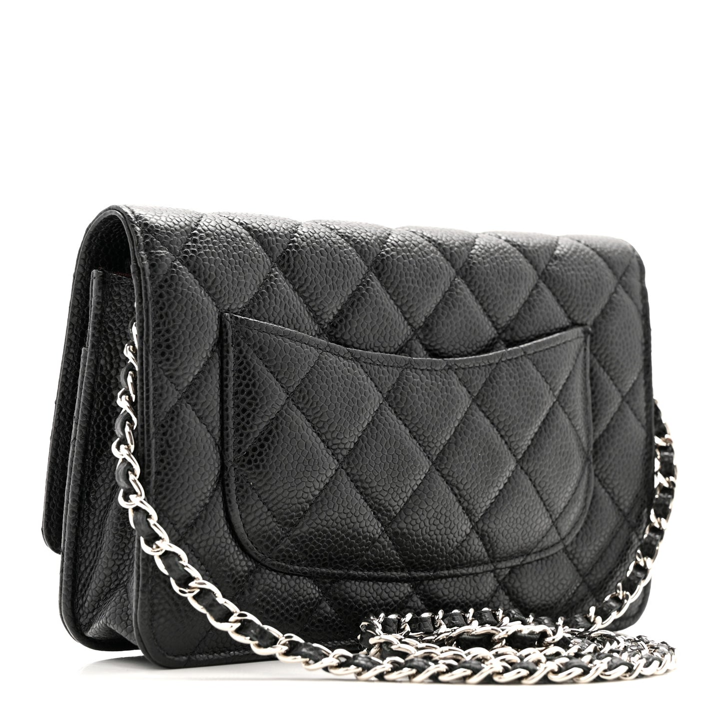 Caviar Quilted Wallet on Chain WOC Black