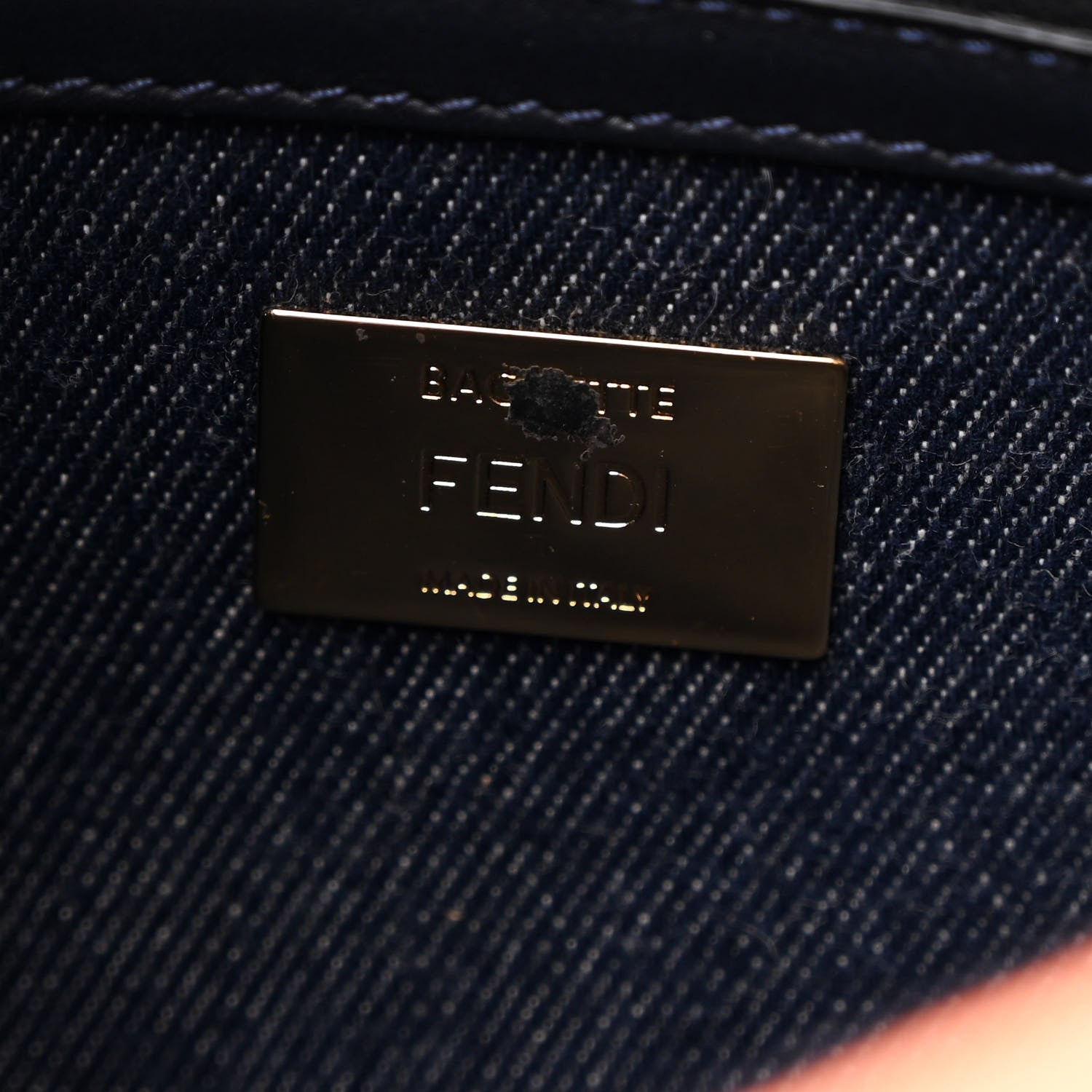 Fendi Denim Large Baguette Blue Arancio Fluo 6 of 7