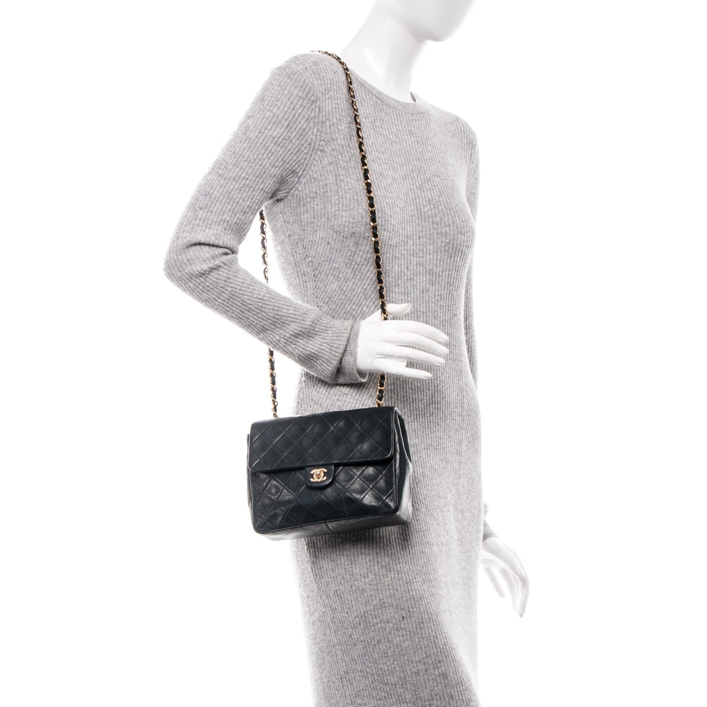 Lambskin Quilted Small Single Flap Black