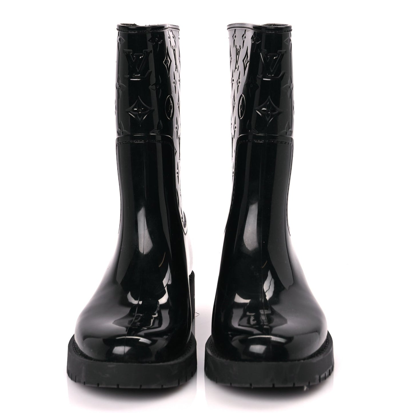 Rubber Embossed Monogram Drops Flat Half Boots 39 Black