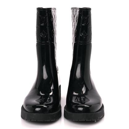 Louis Vuitton Rubber Embossed Monogram Drops Flat Half Boots 39 Black 3 of 7