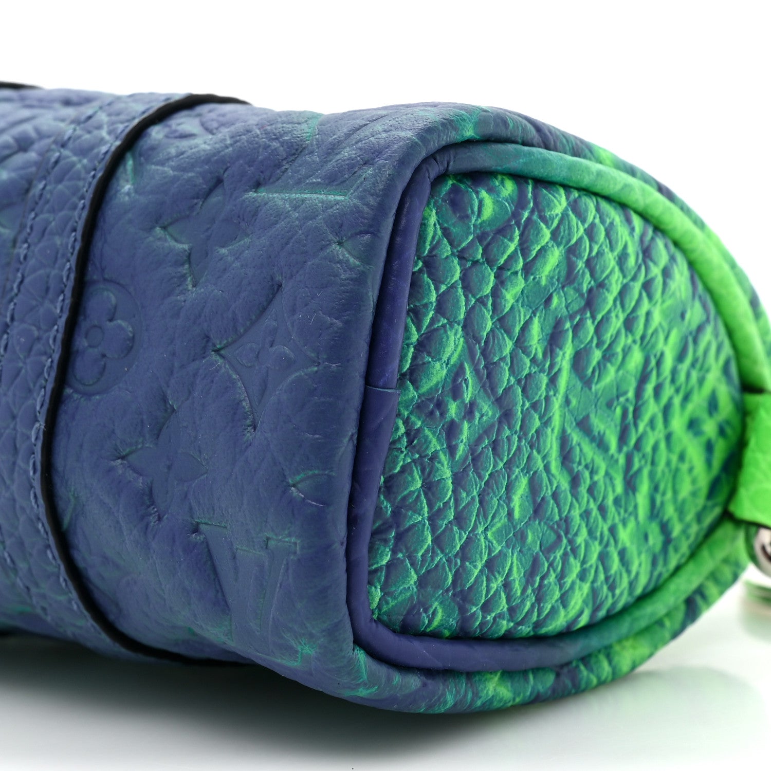 Louis Vuitton Taurillon Illusion Mini Keepall Earphones Pouch Bleu Vert 8 of 9