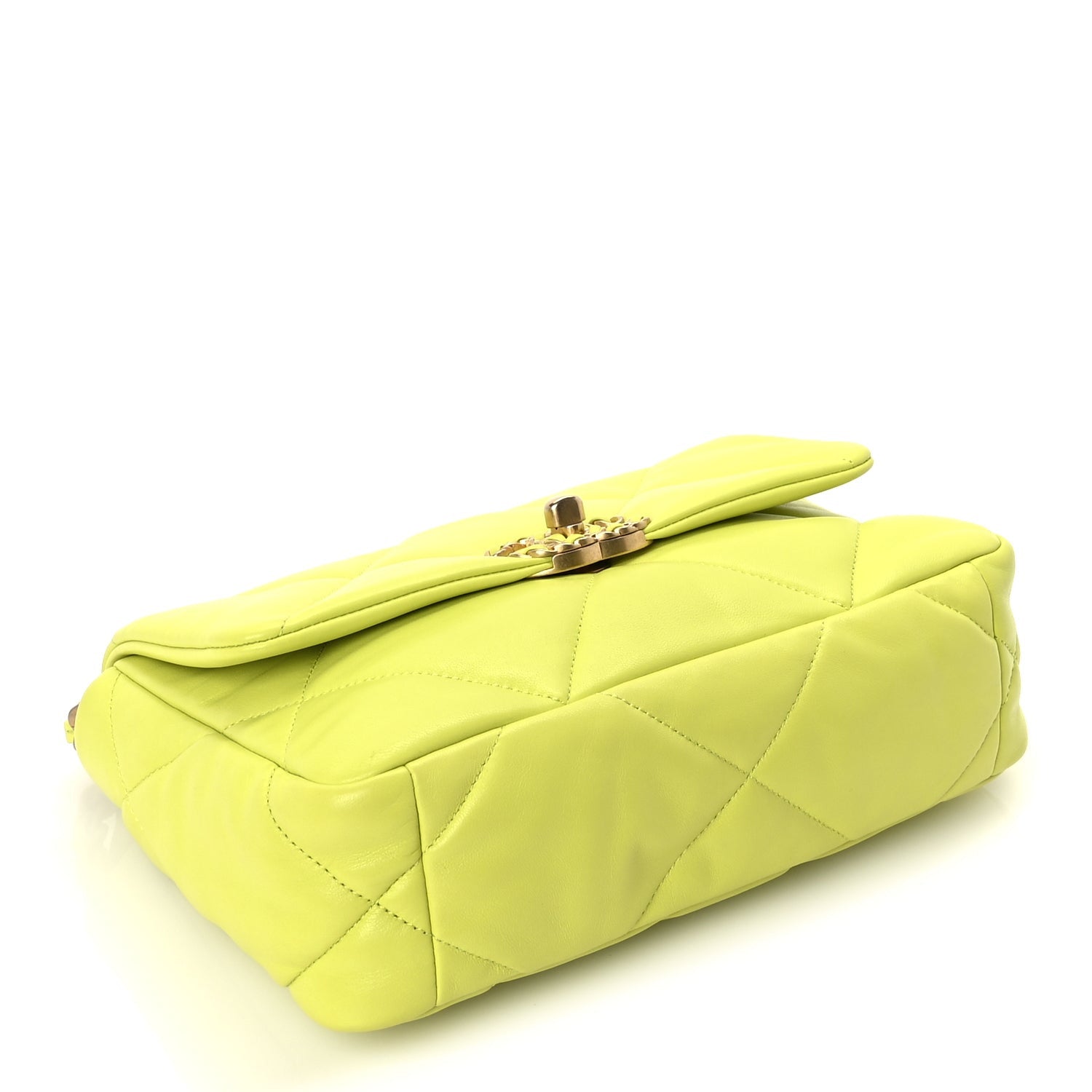 Chanel Shiny Lambskin Quilted Medium  19 Flap  Neon Yellow 3 of 10