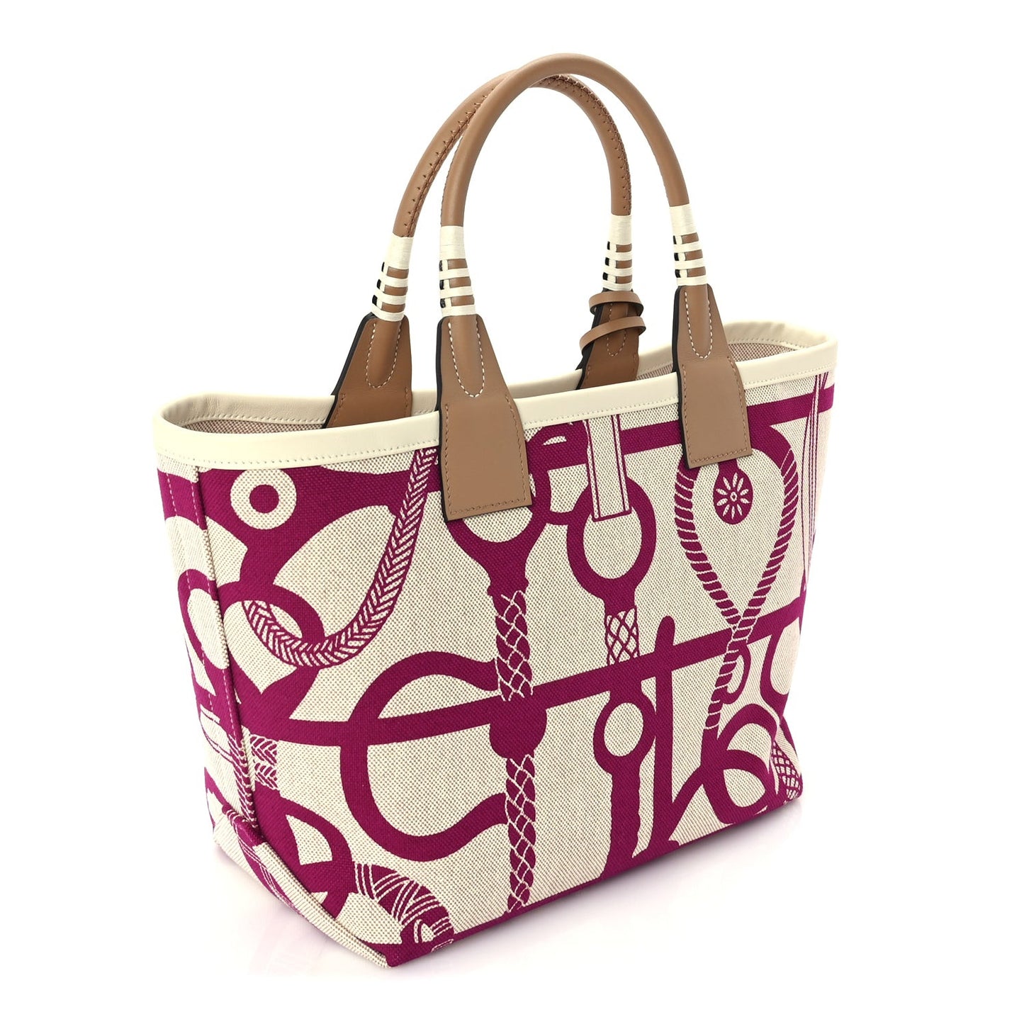 H Plume Canvas Swift Printed Panoplie Equestre Steeple 25 Bag Rose Pourpre Ecru Beige Chai