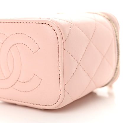 Chanel Lambskin Quilted Mini Top Handle Vanity Case With Chain Light Pink 10 of 10